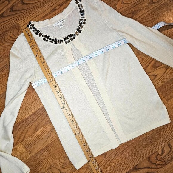 Banana Republic Jeweled Collar Wool Blend Cardigan Sweater, S, Ivory - Picture 1 of 9
